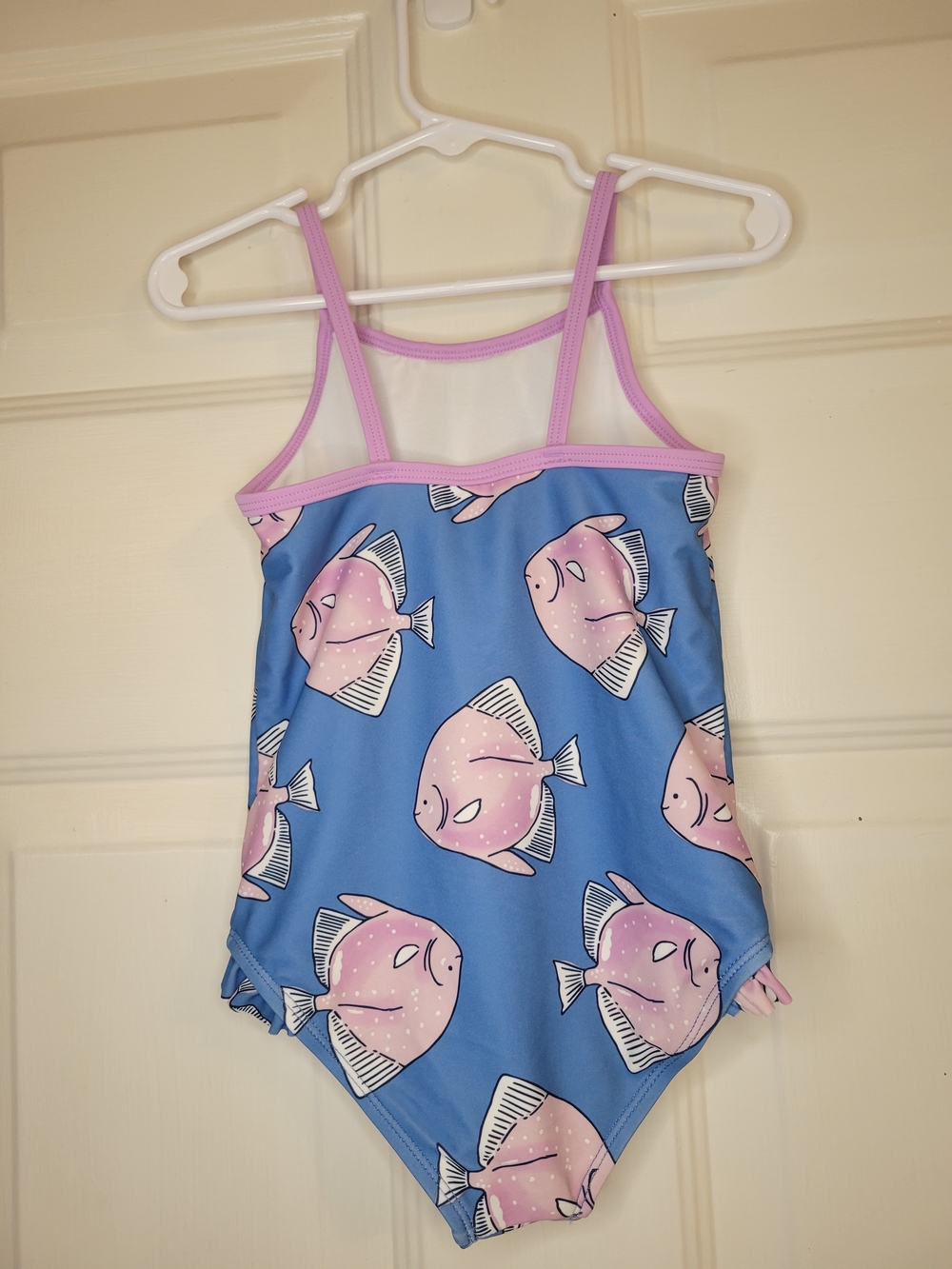 Carter's 3T Blue One-Piece Swimsuit with Pink Fish Print - Picture 2 of 6